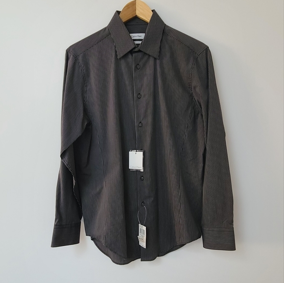 Calvin Klein Other - Calvin Klein Black & Grey Striped Dress Shirt